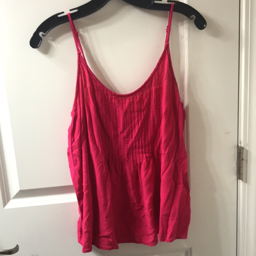 M Old Navy Pink Flowy Spaghetti Strap Summer Blouse Tunic Fuchsia Lightweight